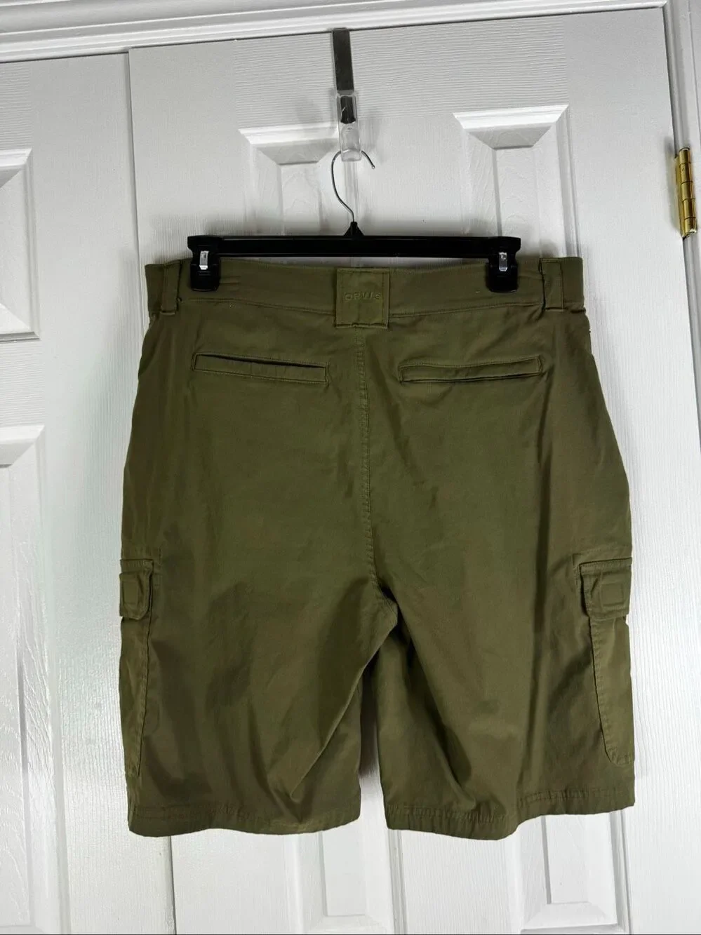 Orvis Mens Green Stretch Tech Cargo Hiking Olive Shorts Size 38